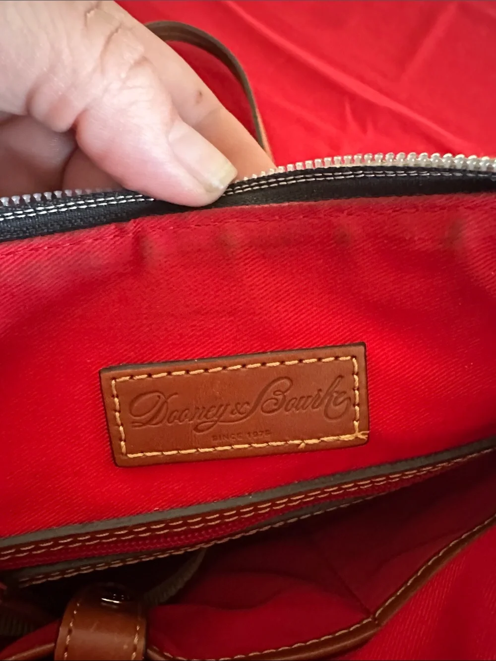 Dooney & Bourke Black Nylon Crossbody with Brown Leather Trim